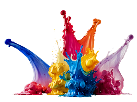 Colorful Watercolor Splashes on transparent backgound