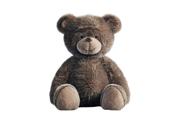 Obraz premium Adorable brown teddy bear with a friendly smile, perfect for children's gifts or cozy home decor. High-quality plush toy isolated on transparent background.