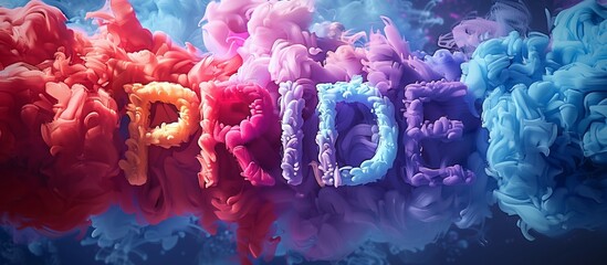 Obraz premium Pride text made from colorful smoke, PLGBT Pride banner, Gay Pride, LGBT concept, Pride day, Happy Pride Month.
