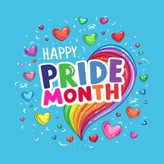 Pride month banner with rainbow hearts, Gay Pride, LGBT concept, Pride day, Happy Pride Month.