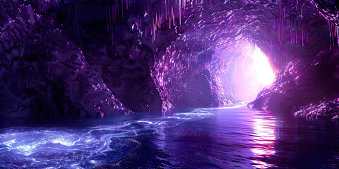 Obraz premium Resplendent Tunnels: Embarking on an Adventure Through the Mesmerizing Caves of Luminosity