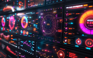 Obraz premium High-Tech Data Visualization Dashboard Interface