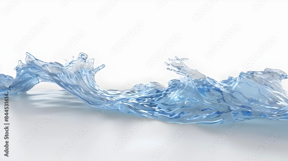 Poster flowing water transformation in abstract 3d digital rendering