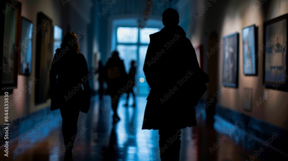 Poster defocused background image 2 dark and moody this image captures the hushed ambiance of the gallery a