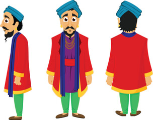Indian sadhu character.eps, man character poses, indian man