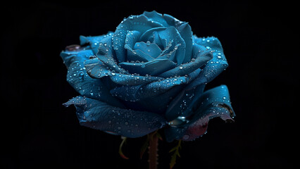 Realistic Photography of a Blue Rose