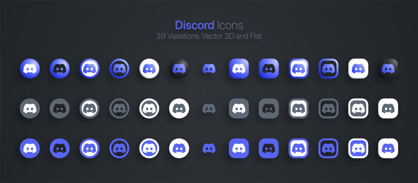 Discord Modern 3D And Flat Icons Set Vector Isolate On Dark Background. Popular Instant Messaging Platform Application Logo In Different Styles For Web Digital Business and Design Projects