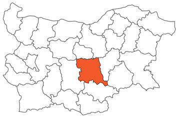 Obraz premium Outline of the map of the region of Bulgaria - Stara Zagora region