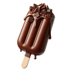 Obraz premium Chocolate ice cream on a stick isolated on transparent background