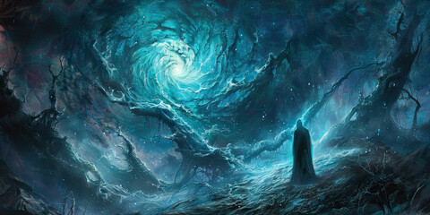 Voices from the Abyss: Whispers of Unearthly Power in the Midst of Ritualistic Practices (Azure Blue)