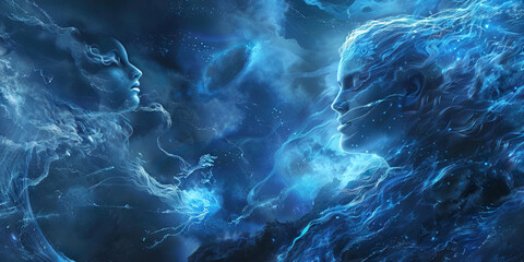 Voices from the Abyss: Whispers of Unearthly Power in the Midst of Ritualistic Practices (Azure Blue)