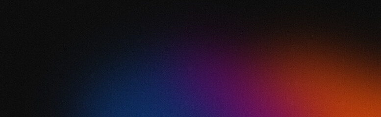 Dark grainy banner background orange teal black blue pink color gradient abstract poster header cover backdrop design, glowing noise texture effect
