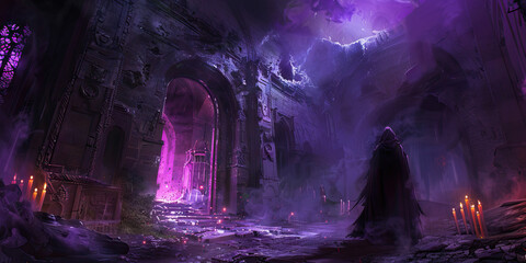 Midnight Rituals: Darkened Sanctum of Chanting Cultists, Enveloped in Mysterious Shadows