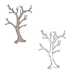 branches drawing with line art style. simple design outline style. cartoon dry tree vector illustrations