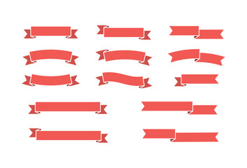 シンプルな赤いリボンのベクターフレームセット