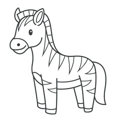 illustration of cartoon zebra. Drawing with line art style. Simple design outline style. For coloring book an coloring page. Vector illustration