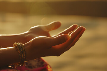 A close-up image of a yoga practitioner's hands in a meditative pose, capturing the calm and focus of the moment 
