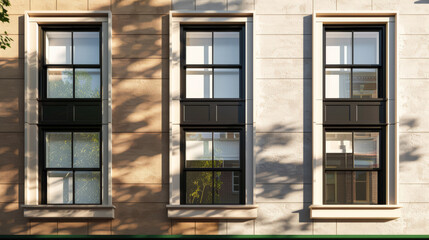Stylish modern house facade with natural elements and elegant design. Architectural home composition.
