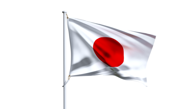 Waving flag of japan isolated on transparent background. - Powered by Adobe