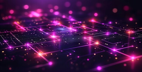 Fototapeta premium A digital network with pink and purple lights