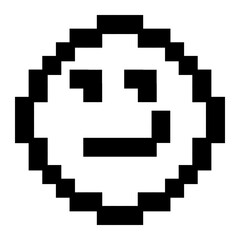pixel art smirk face emoticon icon, 8bit style emoticon
