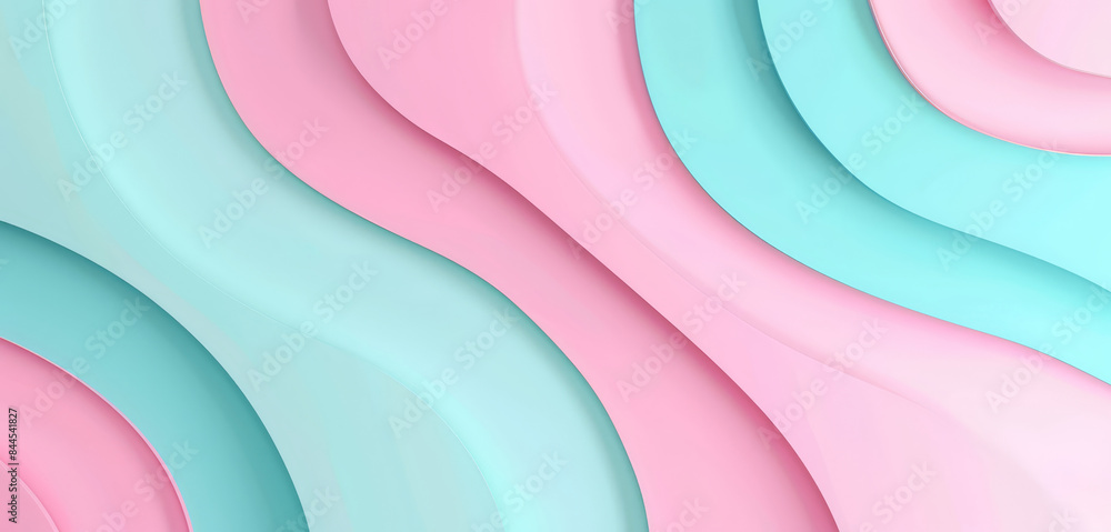 Canvas Prints Abstract wavy background with pink and turquoise pastel layers, creating a soft and serene design. Suitable for banner, card, or advert backdrop.