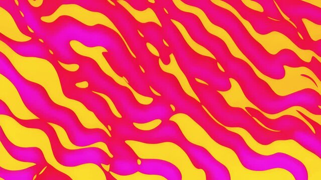 Pink zebra stripes on yellow background. Abstract Zig Zag Zebra Stripes Brush Strokes with Watercolor In Stains Splashes Texture smooth movement abstract effect 4k video