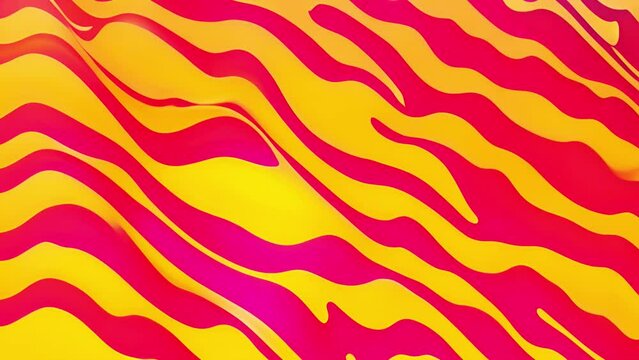 Pink zebra stripes on yellow background. Abstract Zig Zag Zebra Stripes Brush Strokes with Watercolor In Stains Splashes Texture smooth movement abstract effect 4k video