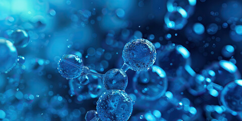 Oceanic Blue Detergent Molecule Action: High-resolution microscopy of oceanic blue-colored detergent molecules, showcasing their action in breaking down dirt and grime