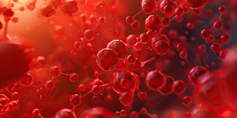 Fire Red All-Purpose Cleaner Versatility: Detailed microscopy of fire red-colored all-purpose cleaner molecules, showcasing their versatile cleaning capabilities for various surfaces