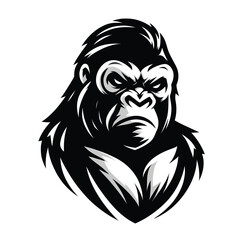 mascot logo of a gorilla in black and white silhouette