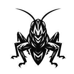 mascot logo of a grasshopper in black and white silhouette