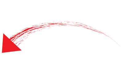 Red Grunge arrow. Brush painted arrow with marker texture. Vector illustration isolated in white background .EPS 10/AI