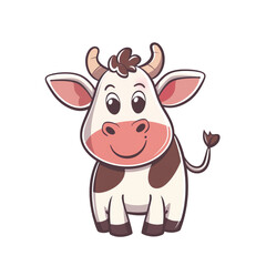 Little happy cow cartoon character illustration
