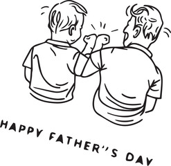 Happy Father's Day with dad and children silhouettes. Vector greeting card with a nice message of Father's Day.