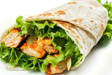 Spicy Buffalo Chicken Wrap Isolated on Transparent Background