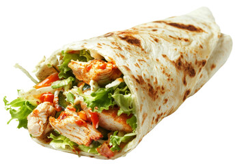Fresh Buffalo Chicken Wrap Isolated on Transparent Background