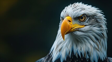 Fototapeta premium A bald eagle with its head turned to the right
