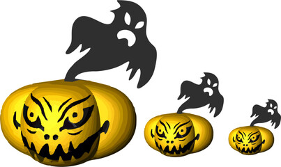 halloween pumpkin and ghost