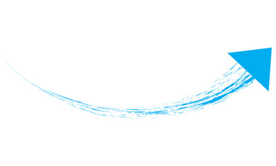 Blue hand painted arrow drawn with ink brush. Clipart isolated on white background. EPS 10/AI