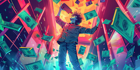 The Digital Wallet Dilemma: Managing Money in the Age of Microtransactions - An illustration depicting a person juggling multiple digital wallets and accounts, highlighting the complexities