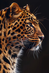 Obraz premium Beautiful leopard on a dark background