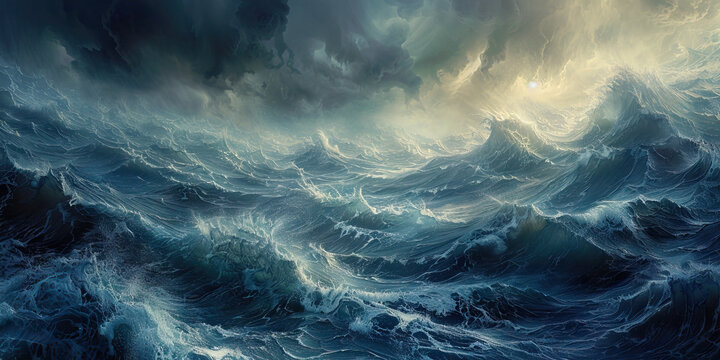 Turbulent Emotions: Navigating the Storm Within. stormy sea with crashing waves, symbolizing the turbulent emotions experienced during times of distress