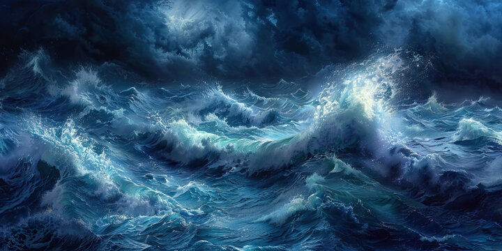 Turbulent Emotions: Navigating the Storm Within. stormy sea with crashing waves, symbolizing the turbulent emotions experienced during times of distress