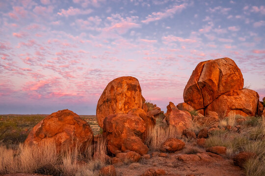 Devil's Marbles/Karlu Karlu during blue hour, Northern Territory, Australia