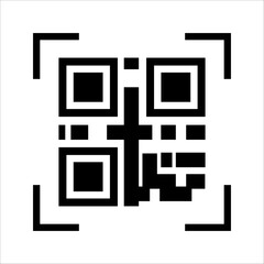 QR icon. Vector QR code example for smartphone scanning