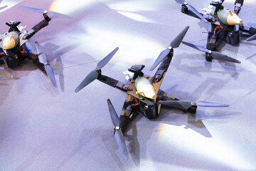 Military drones armed with bombs.