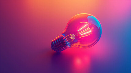 3d light bulb on red background