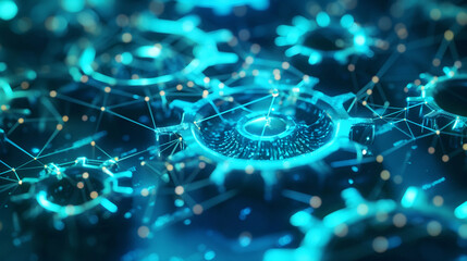 An intricate illustration depicting a series of interconnected gears, symbolizing the seamless automation of document lifecycle processes from creation to storage and retrieval, sh