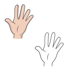 hand drawing with line art style. Simple design outline style. Stop and hei. Vector illustration